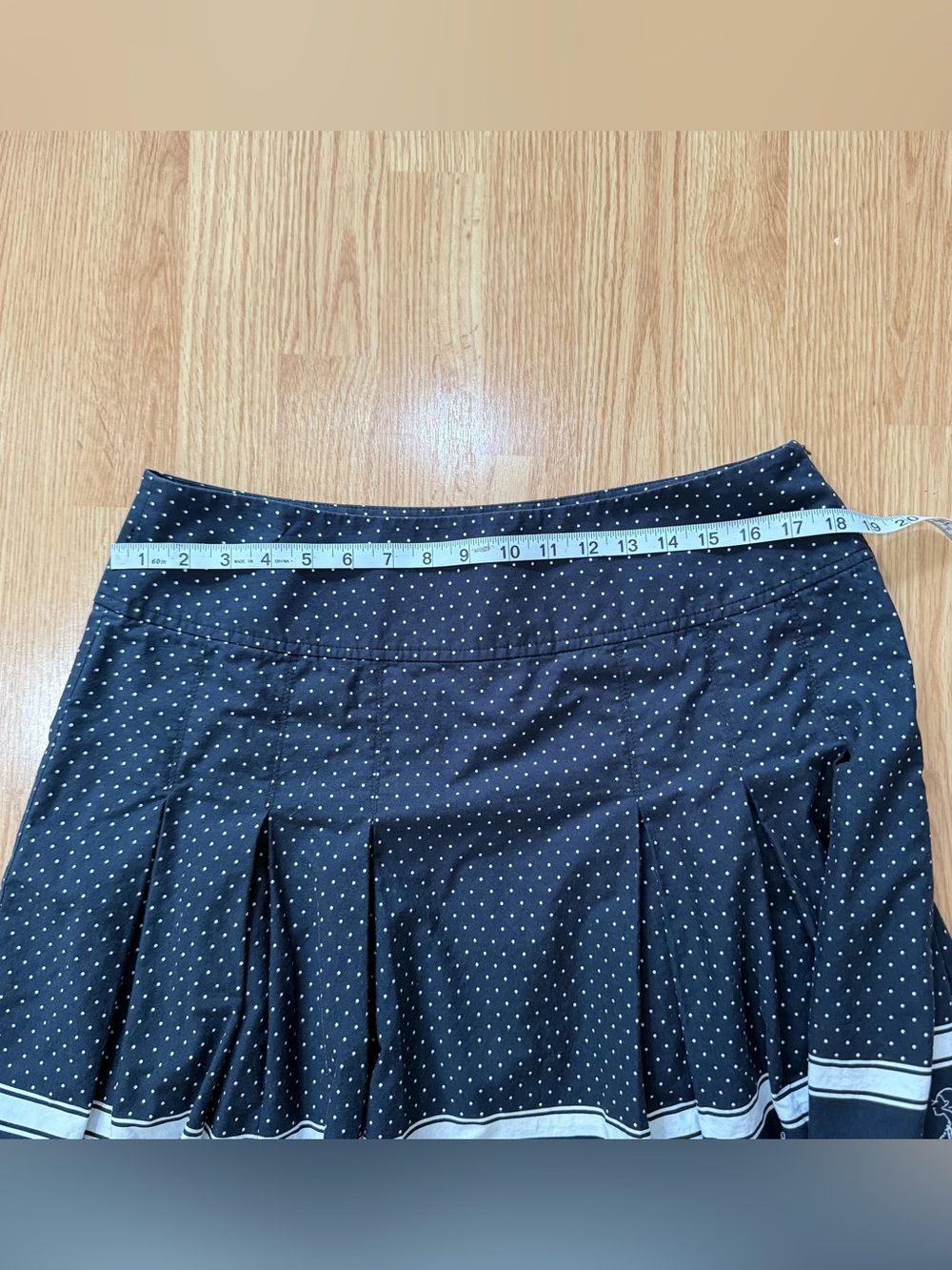 Liz Claiborne Navy Polka Dot Pleated Novelty Print Skirt 14 - Picture 6 of 7